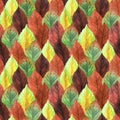 Watercolor hand drawn painted little red, orange, burgundy, vinous, yellow, green colored autumn season leaves Royalty Free Stock Photo