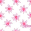 Watercolor hand drawn and painted seamless flower pattern