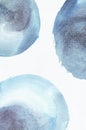 Watercolor hand drawn painted texture with blue and cyan circles Royalty Free Stock Photo