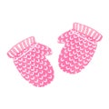 Watercolor hand drawn pair of red knitted mittens on isolated white background