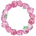 Round Frame of peones and roses Royalty Free Stock Photo