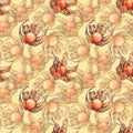Watercolor hand drawn physalis winter cherry cape gooseberry fruit berry seamless pattern