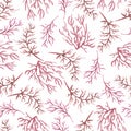 Watercolor hand drawn pink branch endless Paper, abstract seamless pattern Royalty Free Stock Photo