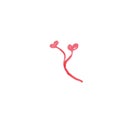 Watercolor hand drawn red branch with hearts as a symbol of love and valentine`s day. Illustration isolated on white background Royalty Free Stock Photo
