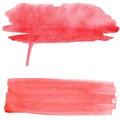 Watercolor hand drawn red color brushpaint for design.