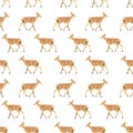 Watercolor hand drawn regular seamless pattern with spotted deer isolated on white background. Royalty Free Stock Photo