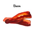 Watercolor hand drawn roasted bacon illustration isolated on white Royalty Free Stock Photo