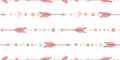 Watercolor hand drawn romantic Valentine's Day seamless pattern with horizontal lines illustration of cute arrows