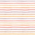 Watercolor hand drawn seamless pattern with abstract stripes in autumn warm colors palette Royalty Free Stock Photo