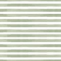 Watercolor hand drawn seamless pattern with abstract stripes in green color isolated on white background. Royalty Free Stock Photo