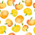 Watercolor hand drawn seamless pattern with apples fruits painted in simple minimalist shape design for food labels Royalty Free Stock Photo