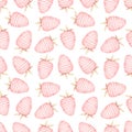 Watercolor hand drawn seamless pattern with elements for Valentine's day. Pink sweet striped strawberries in chocolate