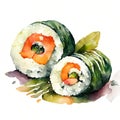 watercolor hand drawn seaweed sushi Royalty Free Stock Photo