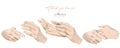 Watercolor hand drawn set with illustration of minimalistic female hands. Different hand gestures collection. Handshakes Royalty Free Stock Photo