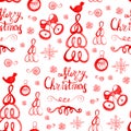 Watercolor hand drawn sketch Christmas seamless pattern. Royalty Free Stock Photo