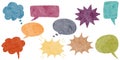 Watercolor hand drawn speech bubbles isolate on white background. vector illustration Royalty Free Stock Photo