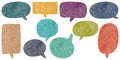 Watercolor hand drawn speech bubbles isolate on white background. vector illustration Royalty Free Stock Photo