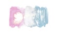 Watercolor hand-painted abstract spread pink and blue colors stain illustration texture on white background