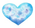 Watercolor hand painted blue heart. Symbol of love. Royalty Free Stock Photo