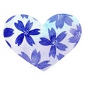 Watercolor hand painted blue heart. Symbol of love. Royalty Free Stock Photo