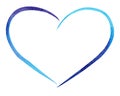 Watercolor hand painted blue heart. Symbol of love. Royalty Free Stock Photo