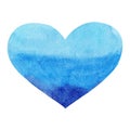 Watercolor hand painted blue heart. Symbol of love. Royalty Free Stock Photo