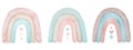 Watercolor hand painted cute rainbow in pastel colors. Royalty Free Stock Photo