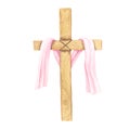 Watercolor hand painted easter cross