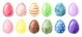 Watercolor hand painted easter eggs set Royalty Free Stock Photo