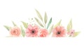 Watercolor Border Flowers Peach Coral Floral Frame Leaves
