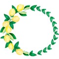 Watercolor hand painted lemon wreath. Lemons fruit frame. Wedding floral bouquet. Lemon clipart. Greenery Wreath illustration. Royalty Free Stock Photo