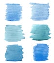 Watercolor hand painted nature blue background smears set with pallete gradient stroke