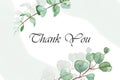 Watercolor hand painted nature frame with green eucalyptus leaves on branch composition with thank you text on the white backgroun Royalty Free Stock Photo