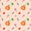 Halloween pumpkin, fruit and sweets