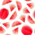 Watercolor hand painted seamless pattern with watermelon