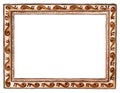 Watercolor hand painted wood carved picture frame isolated on white background Royalty Free Stock Photo