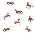 Watercolor hand painting horses pattern.