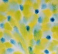 Watercolor hand painting textures. Blue, yellow, light blue Stains, spot drops, splashes. Cyan and yellow, color Summer design. Royalty Free Stock Photo
