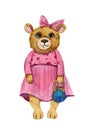 Bear girl in a dress Royalty Free Stock Photo