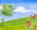 Watercolor handpainted poster template landscape Royalty Free Stock Photo