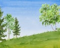 Watercolor handpainted poster template landscape