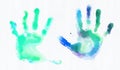 Watercolor handprints