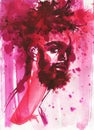 Watercolor portrait of african man