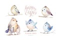 Watercolor happt easter nest with bird eggs with branch and feather isolated on white. Spring hand drawn illustration