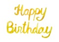 Watercolor happy birthday congratulation words phrase lettering font in yellow orange warm colors. Autumn fall summer