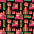 Christmas gifts background. Seamless pattern