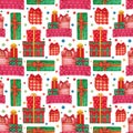 Christmas gifts background. Seamless pattern