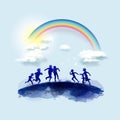 Watercolor of happy kids playing together . Happy children`s day. Vector illustration