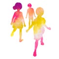 Watercolor of happy kids playing together with clipping path. Happy children`s day Royalty Free Stock Photo