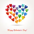Watercolor Happy Valentines Day Hearts Cloud. Royalty Free Stock Photo
